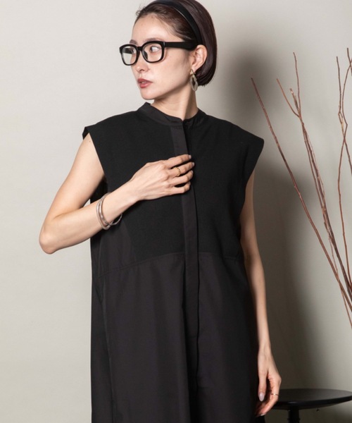lodie(ロディ)の「バンドカラー ノースリ シャツワンピース(シャツワンピース・レディース・ブラック×ホワイト/ネイビー×ホワイト/ブラック/ネイビー・FREE)」の21枚目の写真
