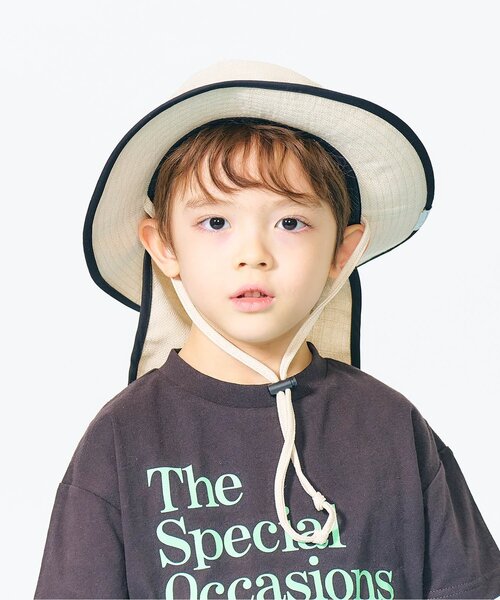 apres les cours（アプレレクール）の「【保冷剤収納可・日よけ付き】バラエティアウトドアハット_UVカット（ハット・キッズ・アイボリー/ベージュ/キナリ/ラベンダー/ブルー/グレー/グリーン/ピンク・48/50/52/54/56）」の3枚目の写真