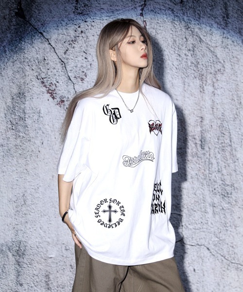 EFFECTION（エフェクション）の「EFFECTION // one point street logo embroidery crew neck T-shirt〈ワンポイント ストリート ロゴ刺繍 クルーネック Tシャツ〉（Tシャツ/カットソー・メンズ・ホワイト系その他/ブラック系その他/ブラウン系その他・LARGE/MEDIUM）」の18枚目の写真