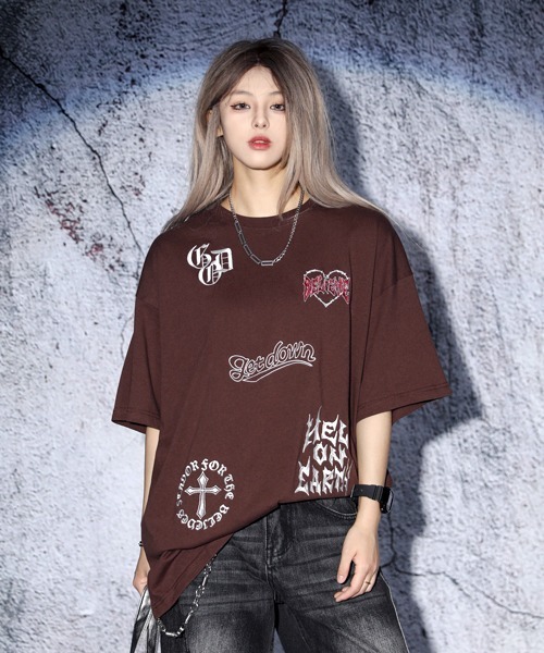 EFFECTION（エフェクション）の「EFFECTION // one point street logo embroidery crew neck T-shirt〈ワンポイント ストリート ロゴ刺繍 クルーネック Tシャツ〉（Tシャツ/カットソー・メンズ・ホワイト系その他/ブラック系その他/ブラウン系その他・LARGE/MEDIUM）」の8枚目の写真