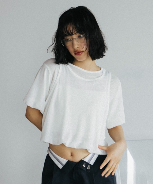 duei(デュイ)の「シアーレイヤードバルーントップス(Tシャツ/カットソー・レディース・ホワイト/ライトグレー・FREE)」の8枚目の写真