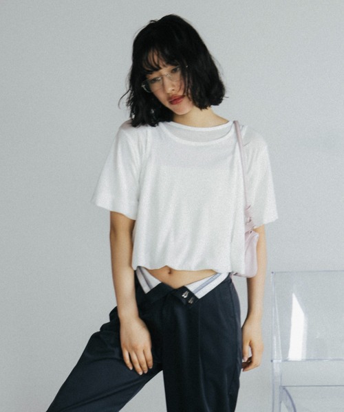 duei(デュイ)の「シアーレイヤードバルーントップス(Tシャツ/カットソー・レディース・ホワイト/ライトグレー・FREE)」の5枚目の写真