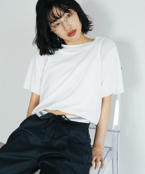duei(デュイ)の「シアーレイヤードバルーントップス(Tシャツ/カットソー・レディース・ホワイト/ライトグレー・FREE)」の4枚目の写真