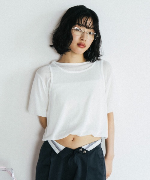duei(デュイ)の「シアーレイヤードバルーントップス(Tシャツ/カットソー・レディース・ホワイト/ライトグレー・FREE)」の7枚目の写真