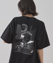 【Unblend】幾何学柄/立体プリント グラフィック ハーフスリーブTシャツ