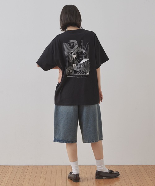 NON TOKYO フリルスリーブTシャツ セール】【Unblend】幾何学柄/立体プリント グラフィック ハーフ