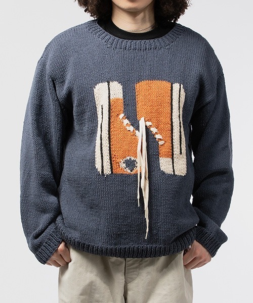 niche.（ニッチ）の「MacMahon Knitting Mills L/S Crew Neck Knit-Sneaker　マクマホン ニッティング ミルズ ニッチ（ニット/セーター・メンズ・グリーン/ネイビー・FREE）」の2枚目の写真