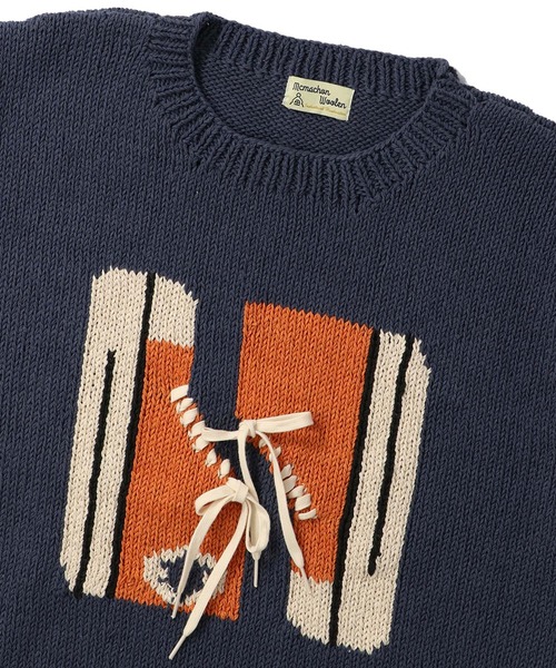 niche.（ニッチ）の「MacMahon Knitting Mills L/S Crew Neck Knit-Sneaker　マクマホン ニッティング ミルズ ニッチ（ニット/セーター・メンズ・グリーン/ネイビー・FREE）」の6枚目の写真