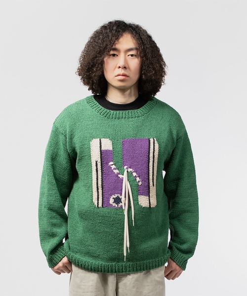 niche.（ニッチ）の「MacMahon Knitting Mills L/S Crew Neck Knit-Sneaker　マクマホン ニッティング ミルズ ニッチ（ニット/セーター・メンズ・グリーン/ネイビー・FREE）」の11枚目の写真