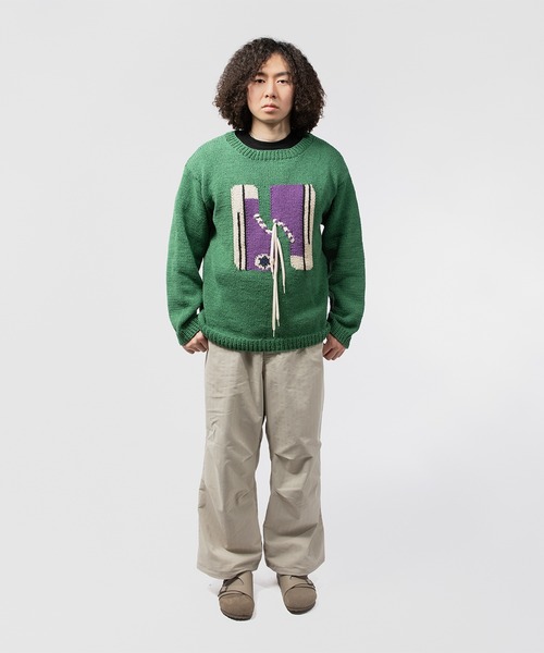 niche.（ニッチ）の「MacMahon Knitting Mills L/S Crew Neck Knit-Sneaker　マクマホン ニッティング ミルズ ニッチ（ニット/セーター・メンズ・グリーン/ネイビー・FREE）」の7枚目の写真