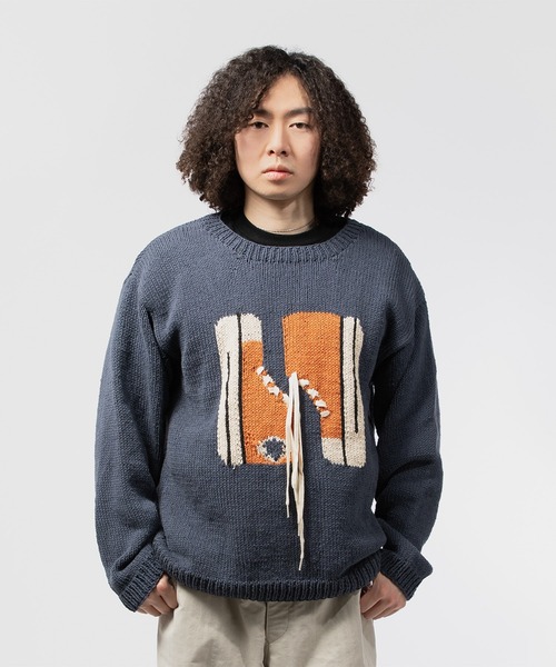 niche.（ニッチ）の「MacMahon Knitting Mills L/S Crew Neck Knit-Sneaker　マクマホン ニッティング ミルズ ニッチ（ニット/セーター・メンズ・グリーン/ネイビー・FREE）」の12枚目の写真