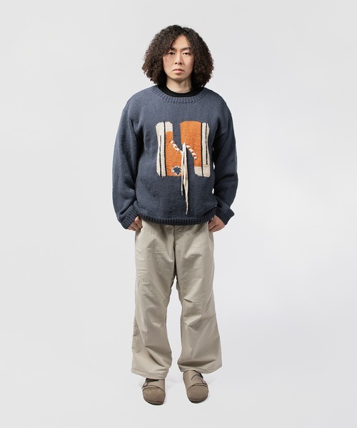 niche.（ニッチ）の「MacMahon Knitting Mills L/S Crew Neck Knit-Sneaker　マクマホン ニッティング ミルズ ニッチ（ニット/セーター・メンズ・グリーン/ネイビー・FREE）」の9枚目の写真