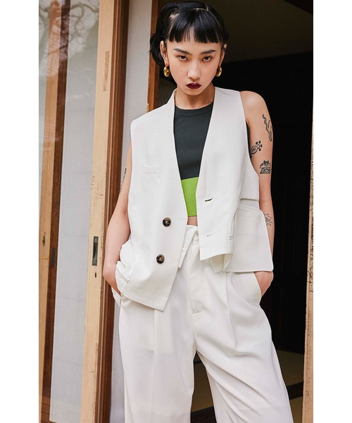 セール】ASYMMETRY DESIGN VEST（ベスト）｜OMMO（オーエム