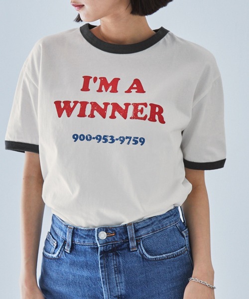 MONO-MART(モノマート)の「ヴィンテージグラフィックプリント半袖リンガーTシャツ(Tシャツ/カットソー・レディース・ホワイト系/ホワイト系1/ホワイト系2/アイボリー系/チャコール/ピンク/オフホワイト/オートミール・FREE)」の9枚目の写真