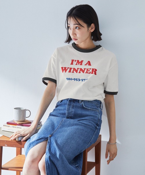 ヴィンテージグラフィックプリント半袖リンガーTシャツ MONO-MART
