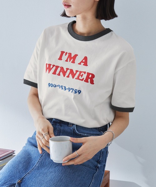 MONO-MART(モノマート)の「ヴィンテージグラフィックプリント半袖リンガーTシャツ(Tシャツ/カットソー・レディース・ホワイト系/ホワイト系1/ホワイト系2/アイボリー系/チャコール/ピンク/オフホワイト/オートミール・FREE)」の12枚目の写真