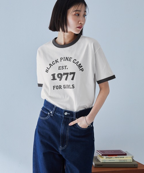 MONO-MART(モノマート)の「ヴィンテージグラフィックプリント半袖リンガーTシャツ(Tシャツ/カットソー・レディース・ホワイト系/ホワイト系1/ホワイト系2/アイボリー系/チャコール/ピンク/オフホワイト/オートミール・FREE)」の19枚目の写真