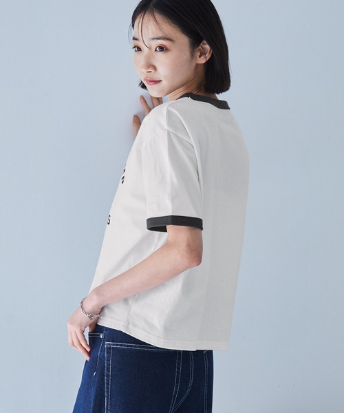 ヴィンテージグラフィックプリント半袖リンガーTシャツ（Tシャツ