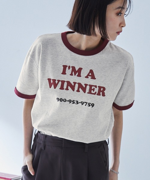 ヴィンテージグラフィックプリント半袖リンガーTシャツ（Tシャツ
