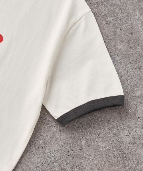 セール】ヴィンテージグラフィックプリント半袖リンガーTシャツ