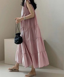 ノースリーブティアードギャザーワンピース
