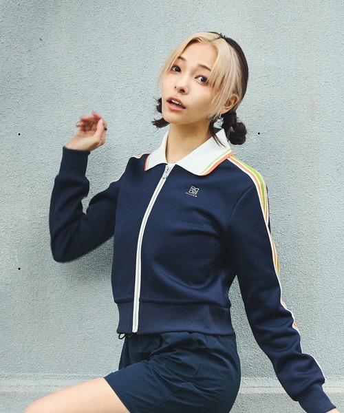 DURAS（デュラス）の「ジャージートラックジャケット（ジャージ・レディース・ブラック/ネイビー/オレンジ・SMALL/MEDIUM）」の7枚目の写真
