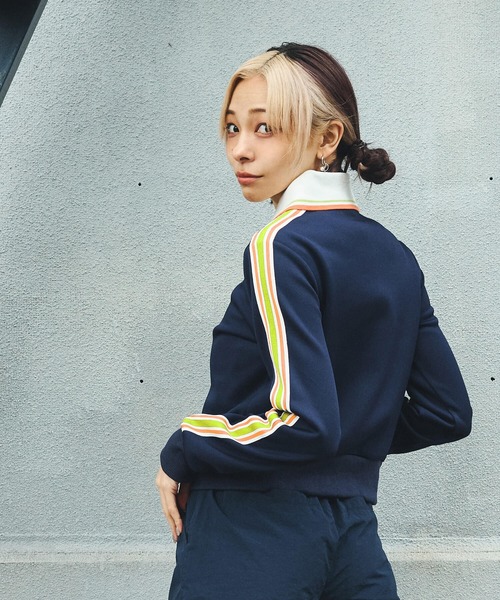 DURAS（デュラス）の「ジャージートラックジャケット（ジャージ・レディース・ブラック/ネイビー/オレンジ・SMALL/MEDIUM）」の8枚目の写真