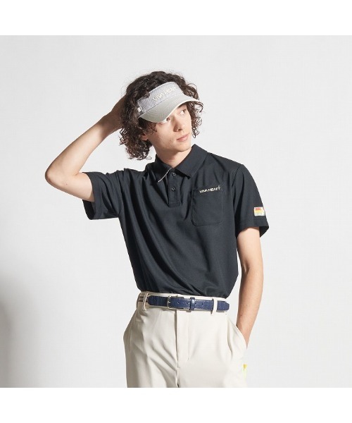 VIVA HEART(ビバハート)の「【VIVA HEART/GOLF】アイスタッチカノコチョコレート半袖ポロ(ポロシャツ・メンズ・ブラック/ピンク/サックスブルー系・50)」の1枚目の写真