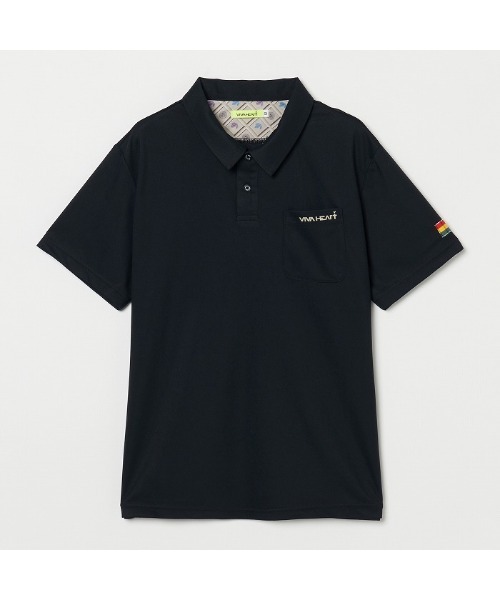 VIVA HEART(ビバハート)の「【VIVA HEART/GOLF】アイスタッチカノコチョコレート半袖ポロ(ポロシャツ・メンズ・ブラック/ピンク/サックスブルー系・50)」の4枚目の写真
