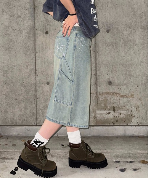 sedacle(セダクル)の「ラインストーンハーフパンツ(デニムパンツ・レディース・ブラック/インディゴブルー・LARGE/MEDIUM/SMALL)」の12枚目の写真