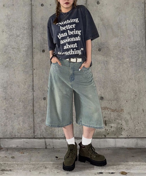 sedacle(セダクル)の「ラインストーンハーフパンツ(デニムパンツ・レディース・ブラック/インディゴブルー・LARGE/MEDIUM/SMALL)」の10枚目の写真