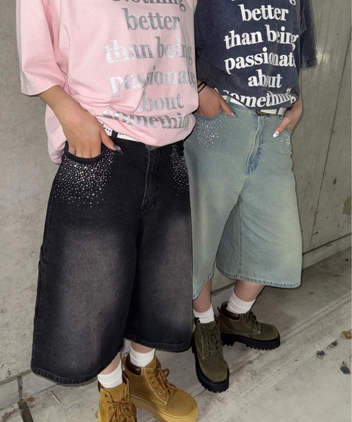ラインストーンハーフパンツ（デニムパンツ）｜sedacle（セダクル）の