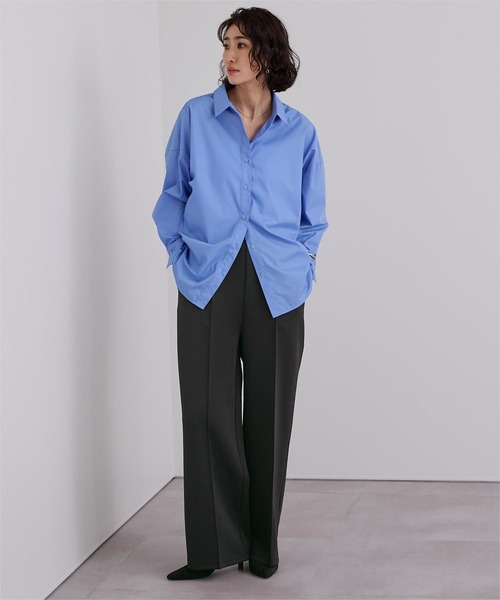 UR'S(ユアーズ)の「Vネックトップス×パンツ/ボンディングセットアップ(セットアップ・レディース・チャコール/ホワイト/ブラック・L/M/S)」の8枚目の写真