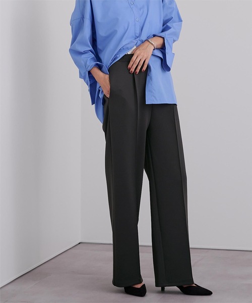 UR'S(ユアーズ)の「Vネックトップス×パンツ/ボンディングセットアップ(セットアップ・レディース・チャコール/ホワイト/ブラック・L/M/S)」の9枚目の写真