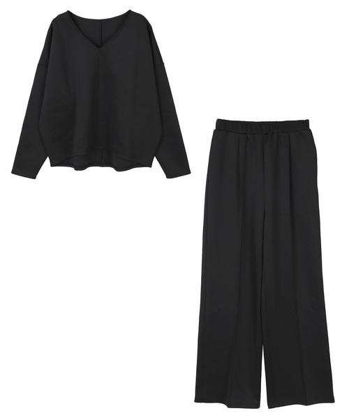 UR'S(ユアーズ)の「Vネックトップス×パンツ/ボンディングセットアップ(セットアップ・レディース・チャコール/ホワイト/ブラック・L/M/S)」の19枚目の写真