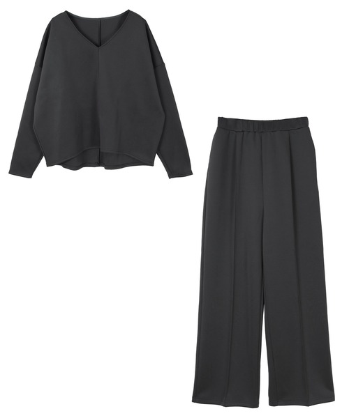 UR'S(ユアーズ)の「Vネックトップス×パンツ/ボンディングセットアップ(セットアップ・レディース・チャコール/ホワイト/ブラック・L/M/S)」の20枚目の写真