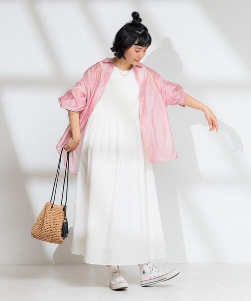 FREAK'S STORE（フリークスストア）の「サマーシアーシャツ（シャツ/ブラウス・レディース・オフホワイト/ピンク系その他/ブラウン/ネイビー・ﾌﾘ-）」の5枚目の写真