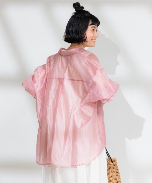 FREAK'S STORE（フリークスストア）の「サマーシアーシャツ（シャツ/ブラウス・レディース・オフホワイト/ピンク系その他/ブラウン/ネイビー・ﾌﾘ-）」の10枚目の写真