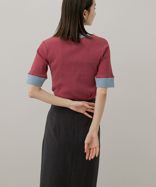 SENSE OF PLACE by URBAN RESEARCH（センスオブプレイスバイアーバンリサーチ）の「『一部WEB限定カラー』クルーネックリンガーボーダーTシャツ(5分袖)（Tシャツ/カットソー・レディース・ブラック系その他/イエロー系その他/ブルー系その他/レッド系その他・ONE）」の20枚目の写真