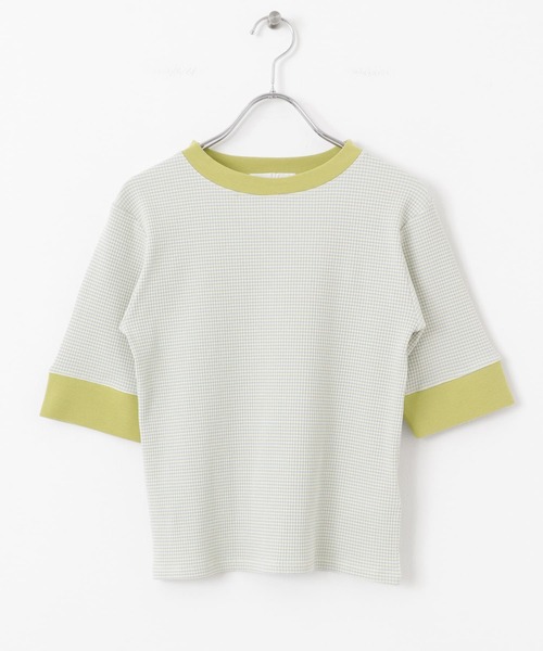 SENSE OF PLACE by URBAN RESEARCH（センスオブプレイスバイアーバンリサーチ）の「『一部WEB限定カラー』クルーネックリンガーボーダーTシャツ(5分袖)（Tシャツ/カットソー・レディース・ブラック系その他/イエロー系その他/ブルー系その他/レッド系その他・ONE）」の6枚目の写真