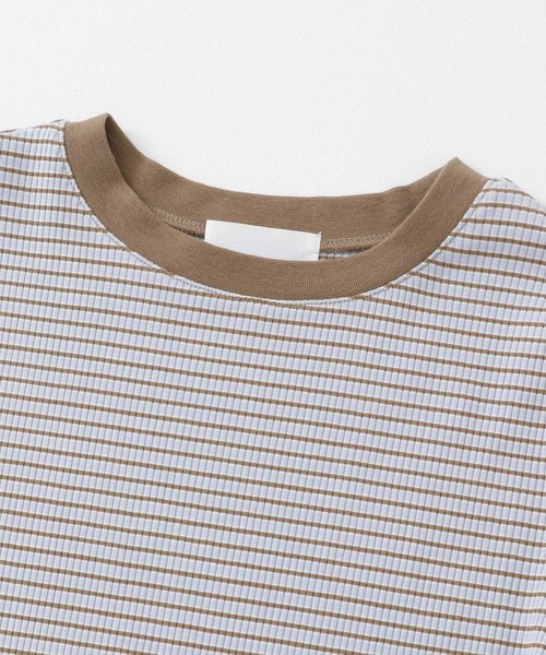 SENSE OF PLACE by URBAN RESEARCH（センスオブプレイスバイアーバンリサーチ）の「『一部WEB限定カラー』クルーネックリンガーボーダーTシャツ(5分袖)（Tシャツ/カットソー・レディース・ブラック系その他/イエロー系その他/ブルー系その他/レッド系その他・ONE）」の9枚目の写真