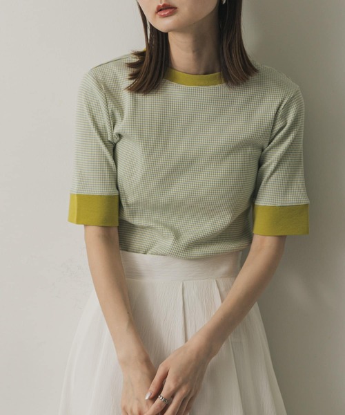 SENSE OF PLACE by URBAN RESEARCH（センスオブプレイスバイアーバンリサーチ）の「『一部WEB限定カラー』クルーネックリンガーボーダーTシャツ(5分袖)（Tシャツ/カットソー・レディース・ブラック系その他/イエロー系その他/ブルー系その他/レッド系その他・ONE）」の3枚目の写真