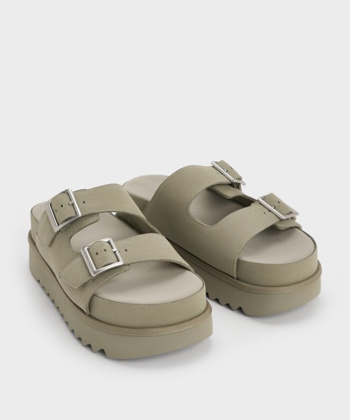 CHARLES & KEITH(チャールズ & キース)の「バックルダブルストラップ フラットフォームサンダル(サンダル・レディース・セージグリーン/ベージュ・23.5cm/23cm/22.5cm/26.5cm/25.5cm/25cm/24.5cm)」の6枚目の写真