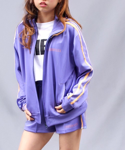 CHEER(チアー)の「サイドラインストレッチジャージートラックジャケット(ジャージ・レディース・ブラック/パープル・S/M/L)」の14枚目の写真