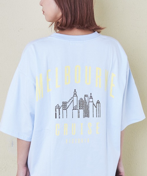 CUBE SUGAR（キューブシュガー）の「シルケット風天竺接触冷感バックプリントTシャツ（Tシャツ/カットソー・レディース・ブラック/サックスブルー/ホワイト/オートミール/マルチ・M）」の4枚目の写真
