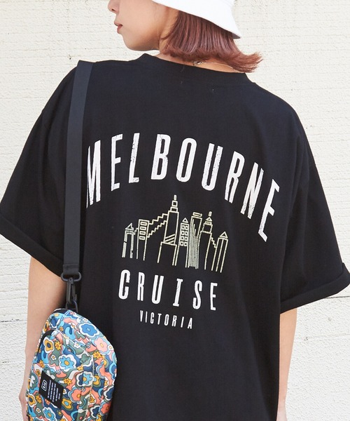 CUBE SUGAR（キューブシュガー）の「シルケット風天竺接触冷感バックプリントTシャツ（Tシャツ/カットソー・レディース・ブラック/サックスブルー/ホワイト/オートミール/マルチ・M）」の2枚目の写真