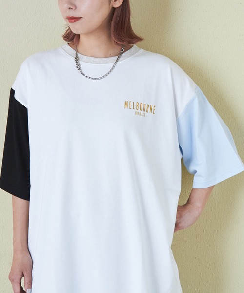 CUBE SUGAR（キューブシュガー）の「シルケット風天竺接触冷感バックプリントTシャツ（Tシャツ/カットソー・レディース・ブラック/サックスブルー/ホワイト/オートミール/マルチ・M）」の22枚目の写真