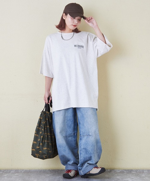 CUBE SUGAR（キューブシュガー）の「シルケット風天竺接触冷感バックプリントTシャツ（Tシャツ/カットソー・レディース・ブラック/サックスブルー/ホワイト/オートミール/マルチ・M）」の18枚目の写真