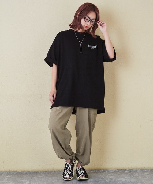 CUBE SUGAR（キューブシュガー）の「シルケット風天竺接触冷感バックプリントTシャツ（Tシャツ/カットソー・レディース・ブラック/サックスブルー/ホワイト/オートミール/マルチ・M）」の12枚目の写真