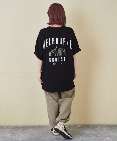CUBE SUGAR（キューブシュガー）の「シルケット風天竺接触冷感バックプリントTシャツ（Tシャツ/カットソー・レディース・ブラック/サックスブルー/ホワイト/オートミール/マルチ・M）」の14枚目の写真